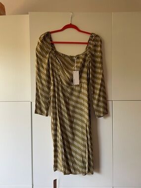 Reformation Olive Geometric Midi Dress with Square Neck